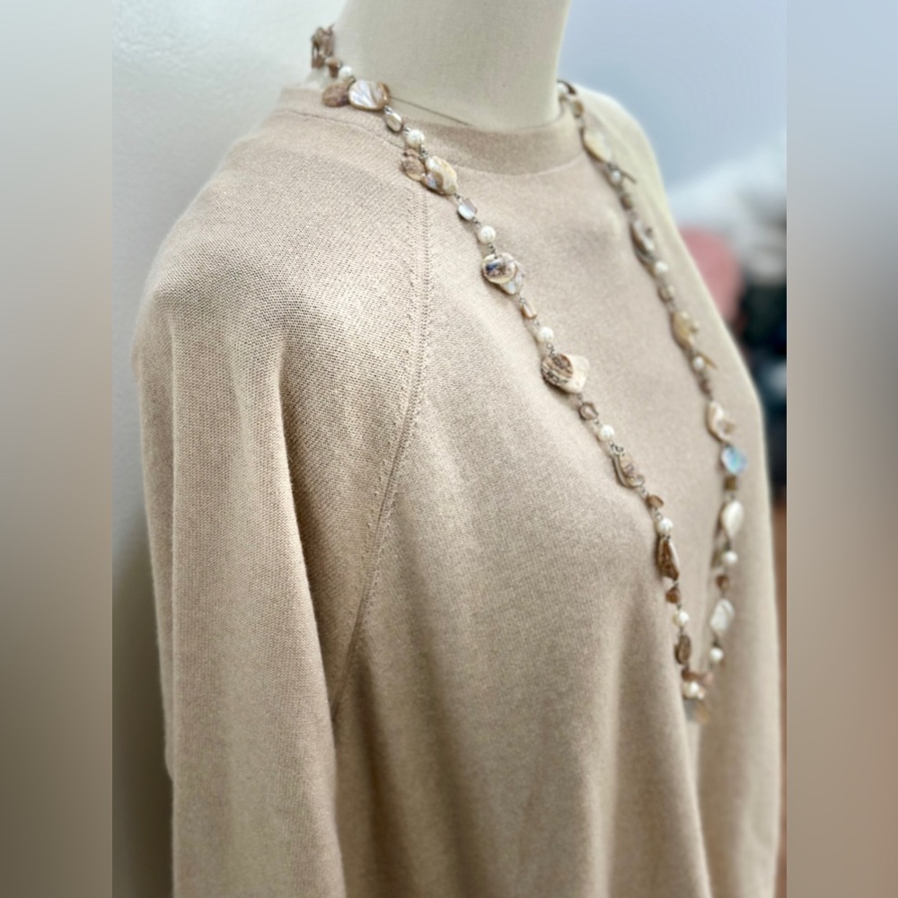 BRUNELLO CUCINELLI Nuetral Gold Metallic Cashmere Sweater M Excellent Condition